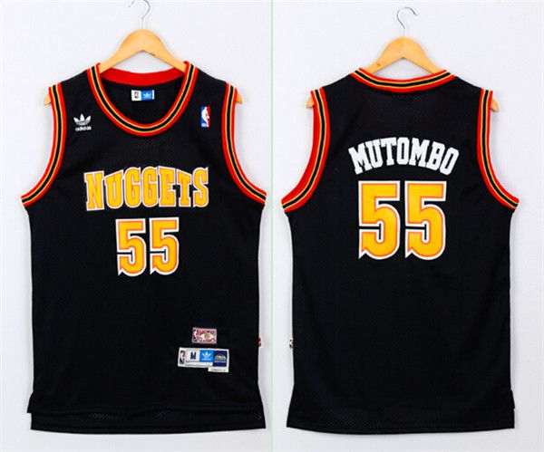 Men Denver Nuggets #55 Mutombo Black Adidas NBA Jerseys